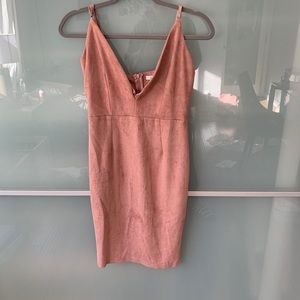 pink faux suede dress